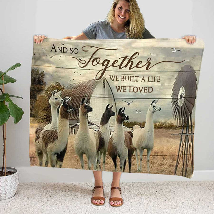 Llama Blanket, So Together We Built A Life We Loved Farmhouse Blanket