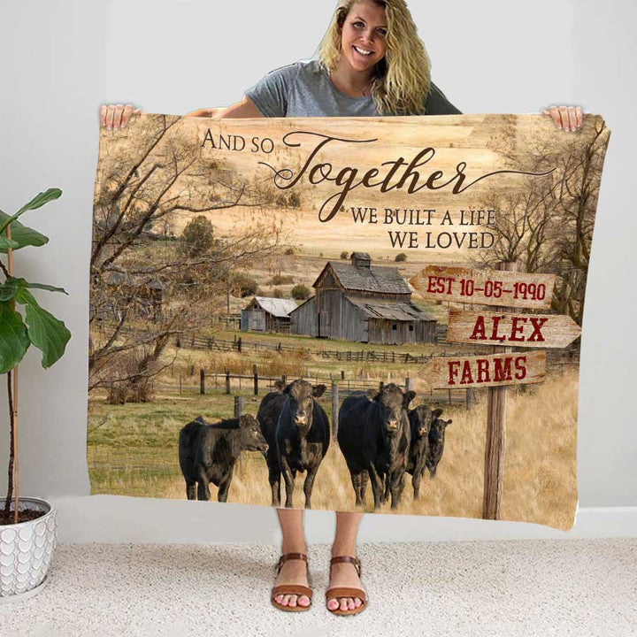 Personalized Black Angus Farmhouse Blanket