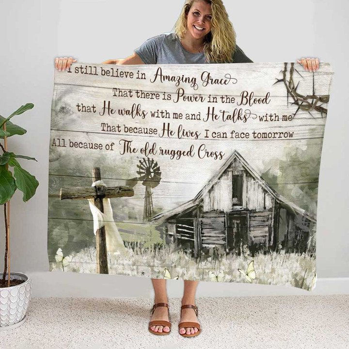 Dandelion Field, I Still Believe In Amazing Grace Jesus Farmhouse Blanket