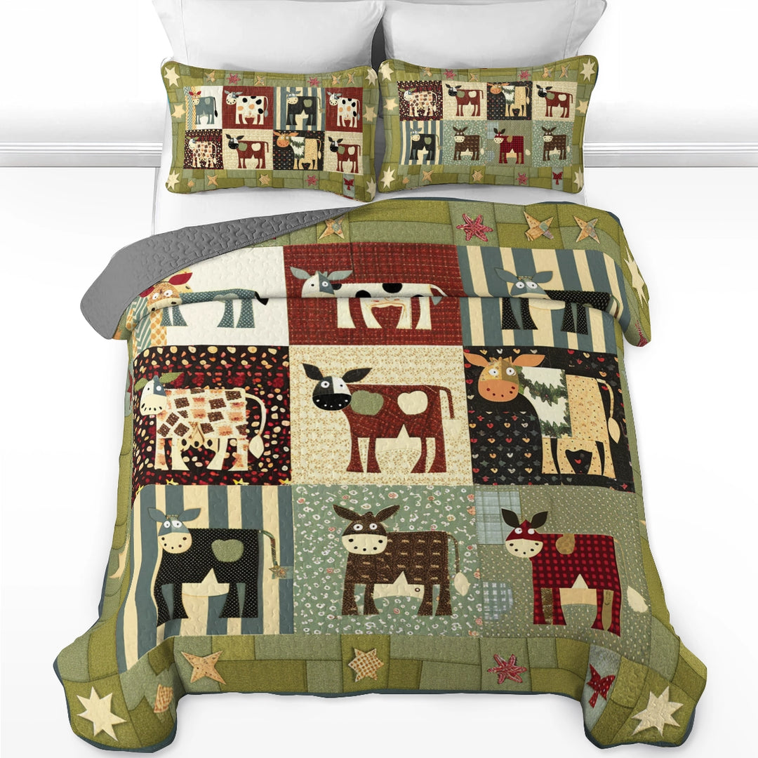 All Season Quilt 3-Piece Set Cow Farm Friends