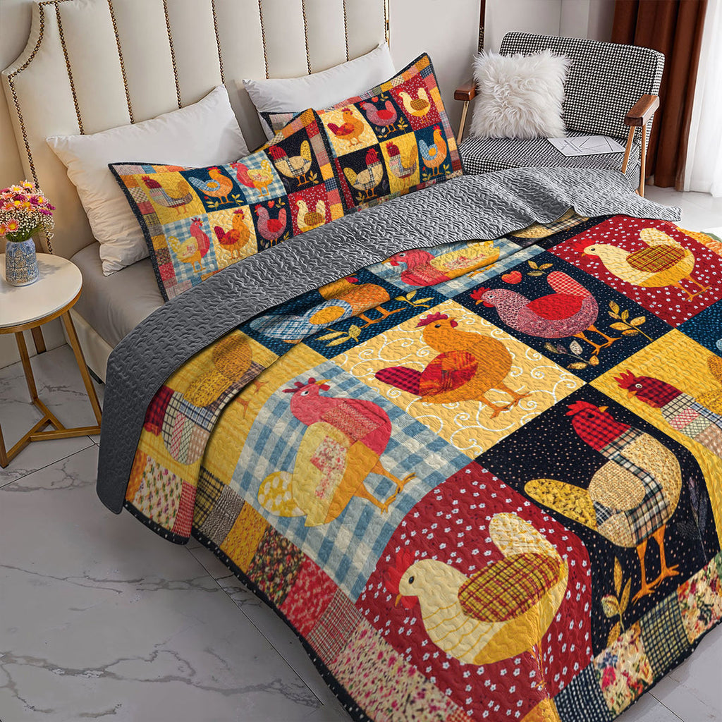 All Season Quilt 3-Piece Set Chicken Color Smile