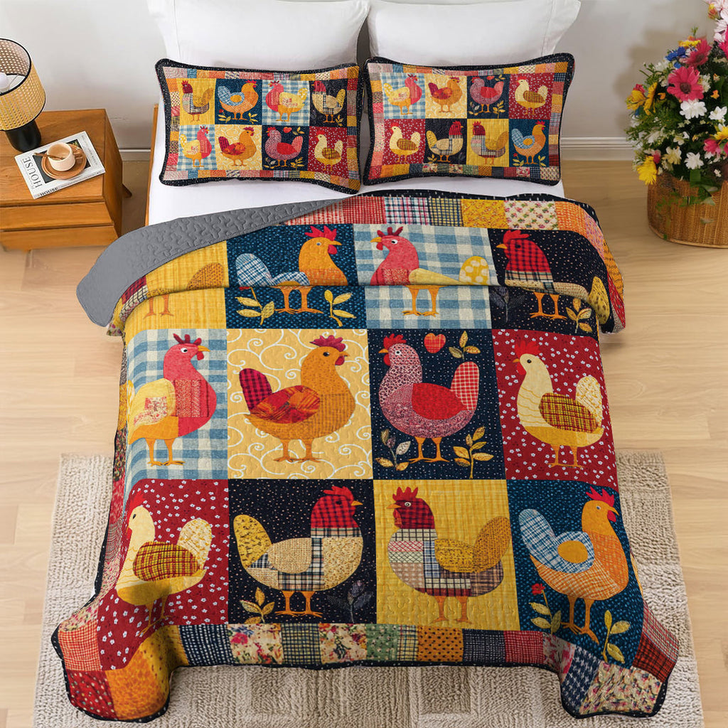 All Season Quilt 3-Piece Set Chicken Color Smile