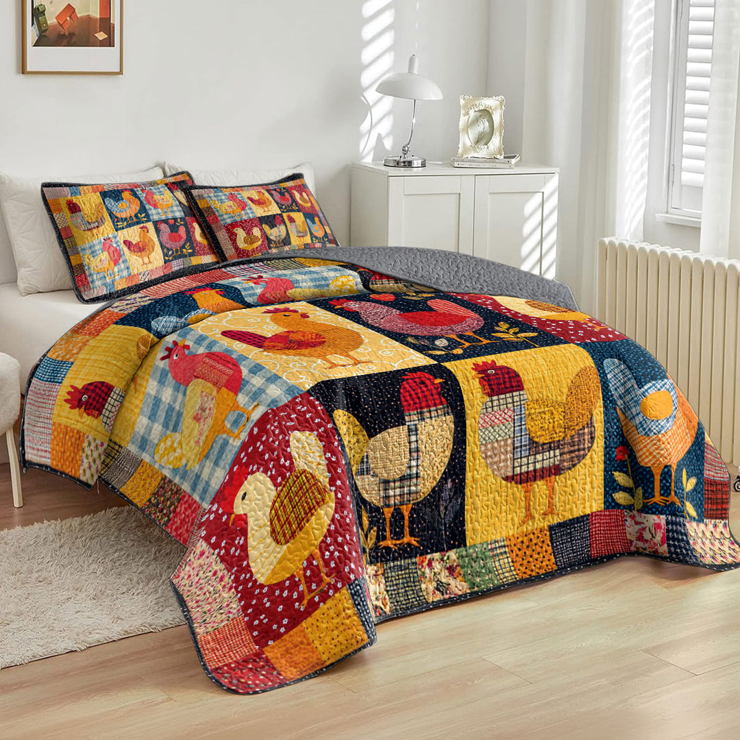 All Season Quilt 3-Piece Set Chicken Color Smile