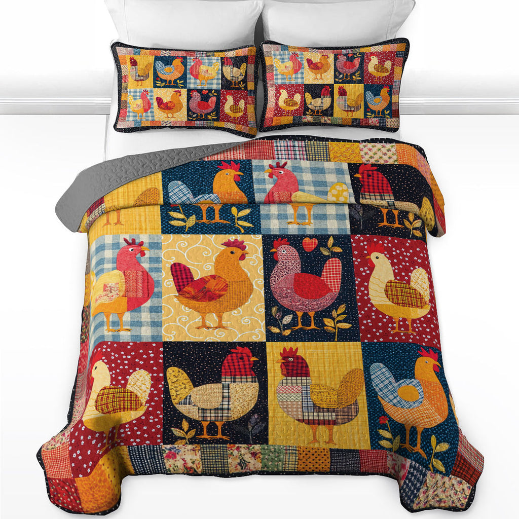 All Season Quilt 3-Piece Set Chicken Color Smile