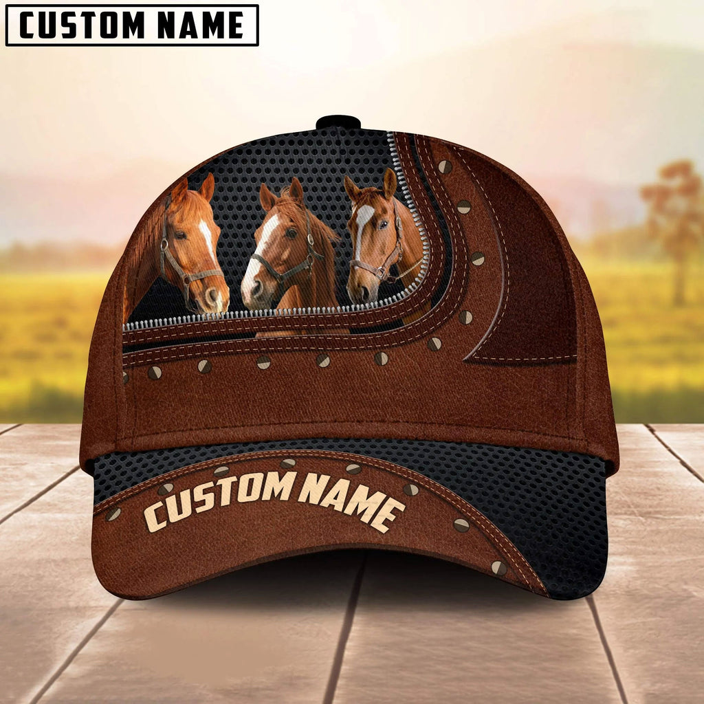 Horse Happiness Zipper Pattern Customized Name Cap