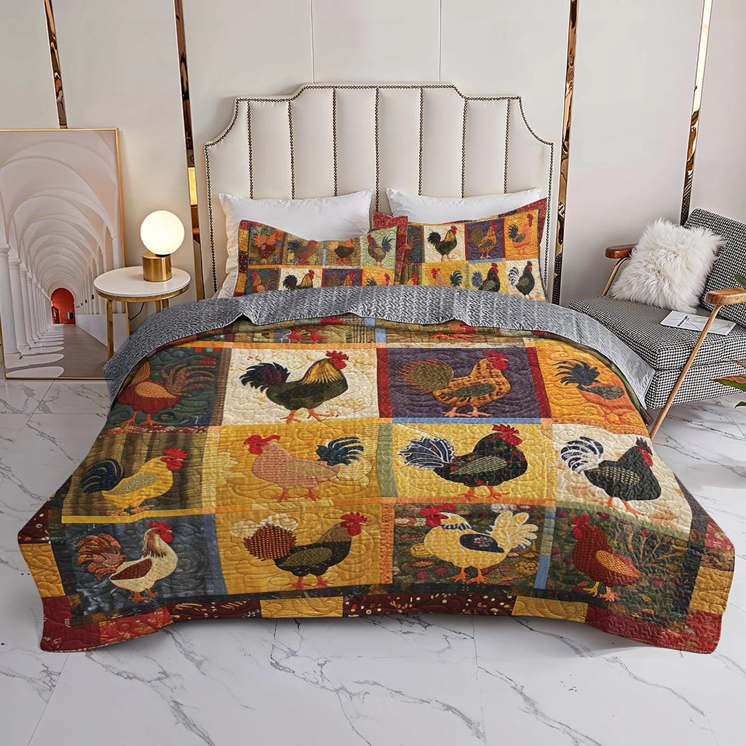 All Season Quilt 3-Piece Set Country Farm Chicken