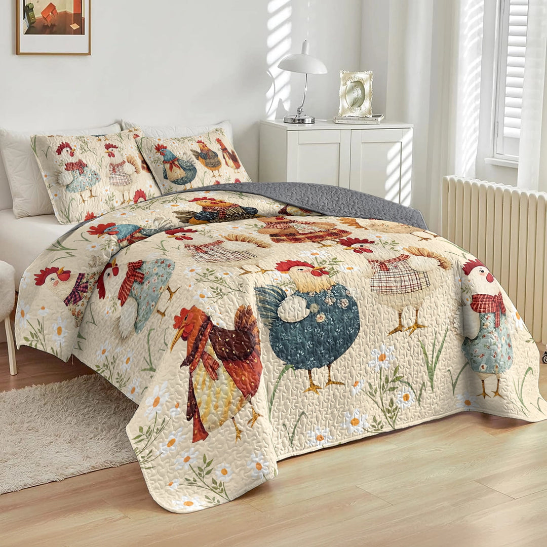 All Season Quilt 3-Piece Set - Cozy Chicken