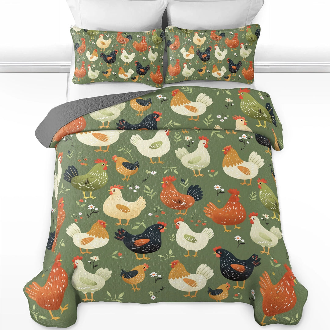 All Season Quilt 3-Piece Set Chicken Cozy Coop Collection