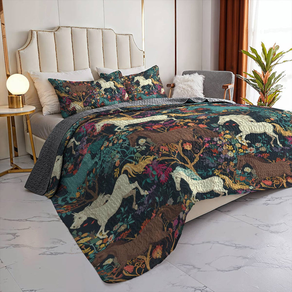 All Season Quilt 3-Piece Set Horse Flower
