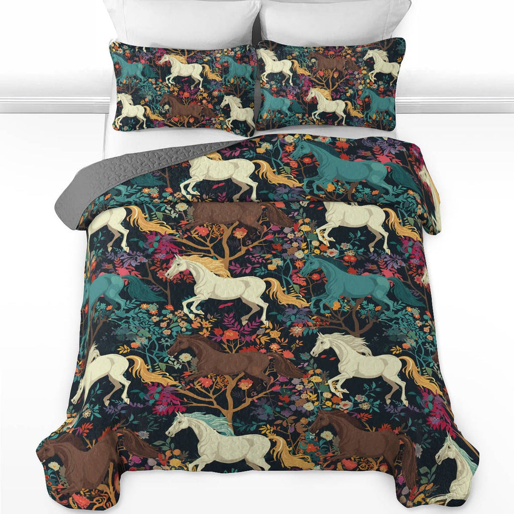 All Season Quilt 3-Piece Set Horse Flower