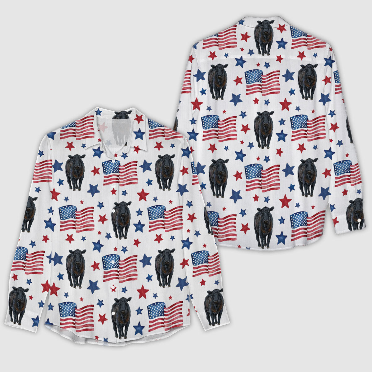 Unique Black Angus Patriot USA Flag Casual Shirt