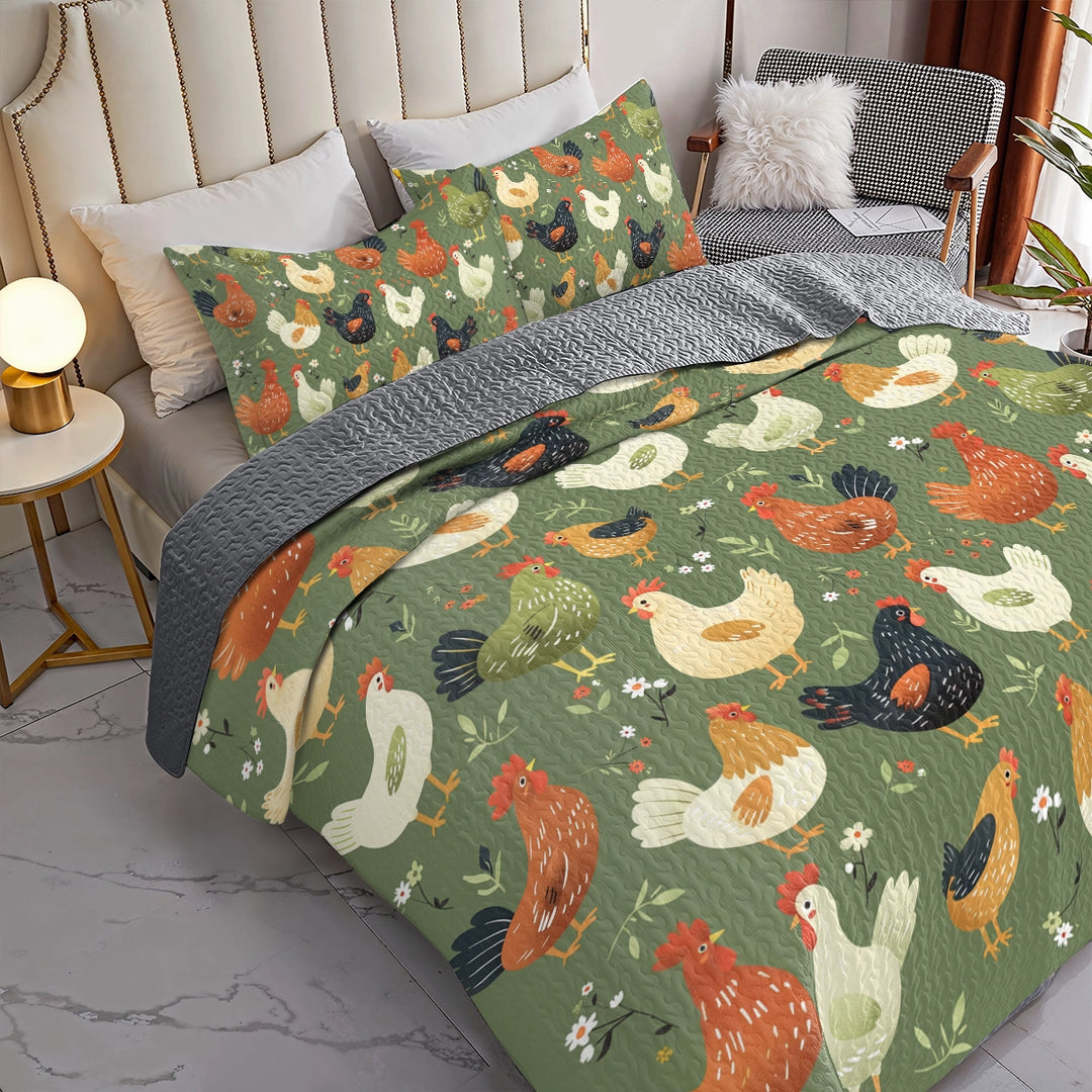 All Season Quilt 3-Piece Set Chicken Cozy Coop Collection