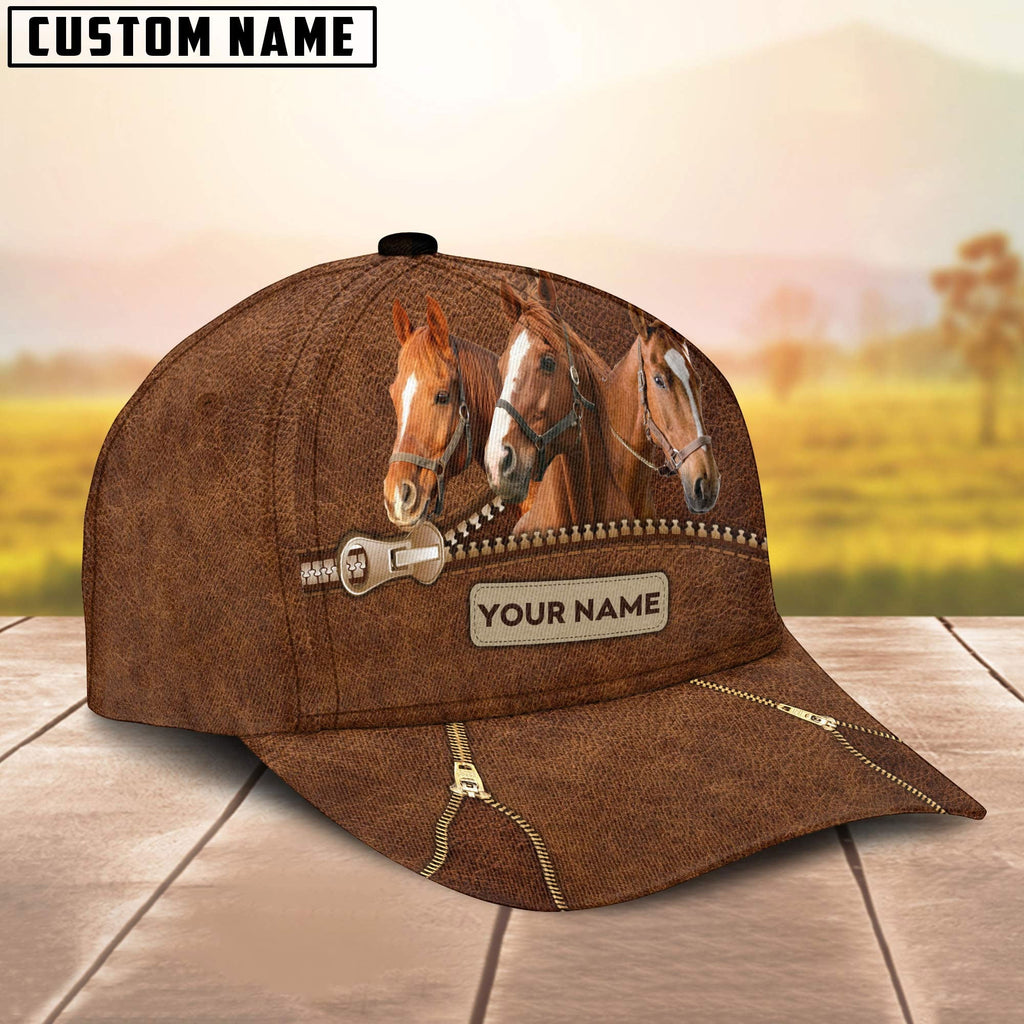 Horse Cattle Zipper Pattern Customized Name Cap