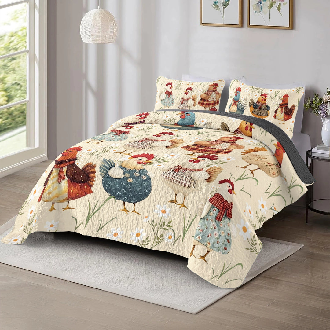 All Season Quilt 3-Piece Set - Cozy Chicken