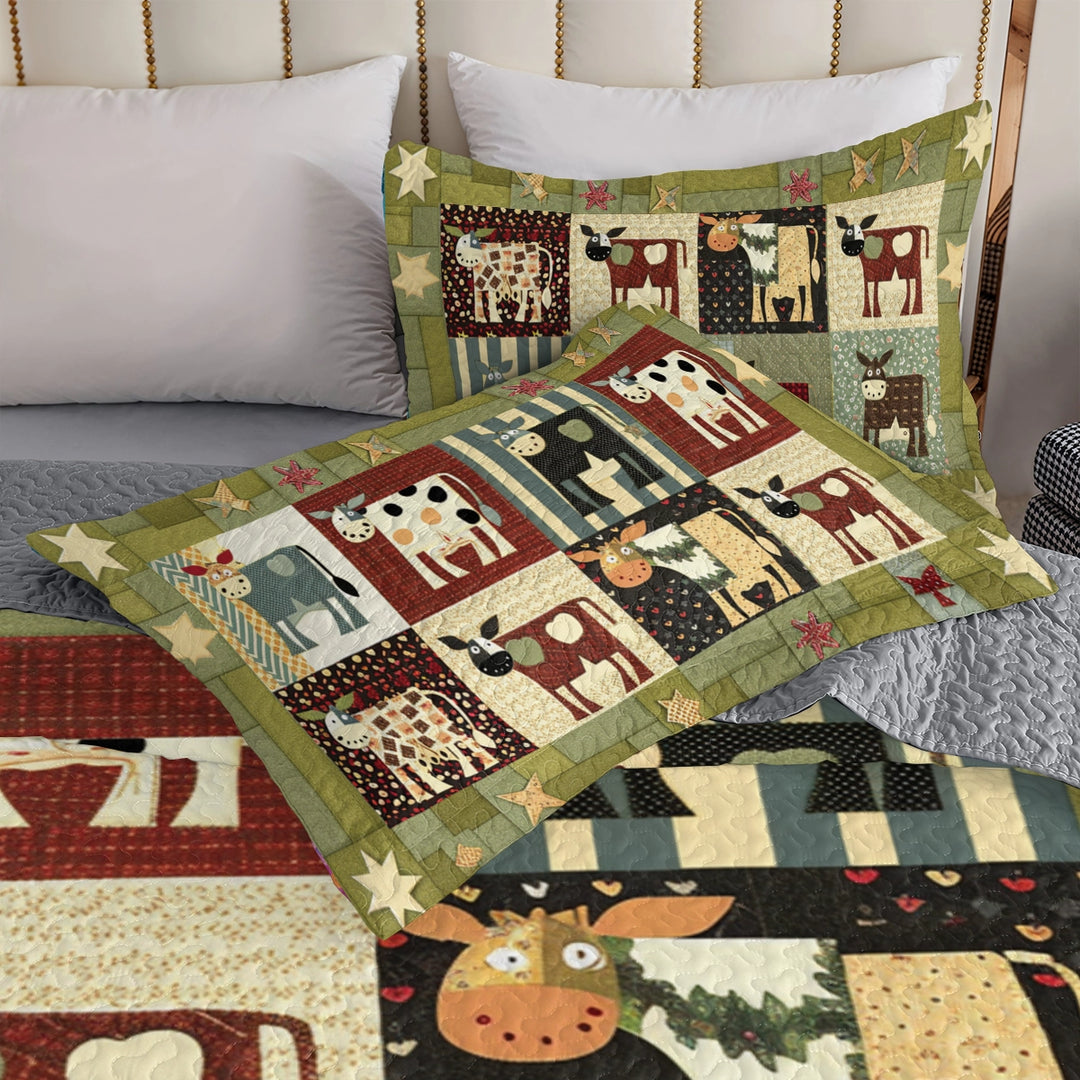 All Season Quilt 3-Piece Set Cow Farm Friends