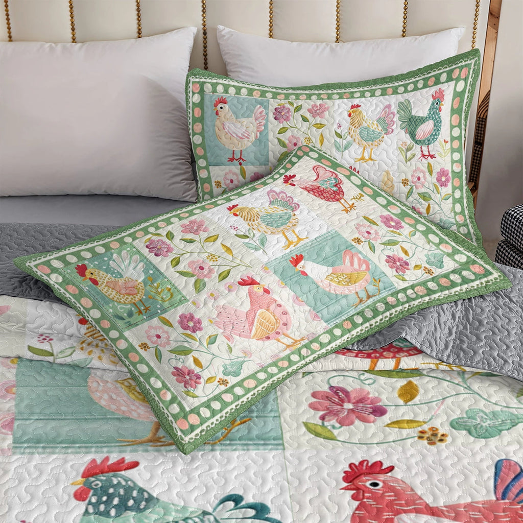 All Season Quilt 3-Piece Set Chicken Springtime Hens