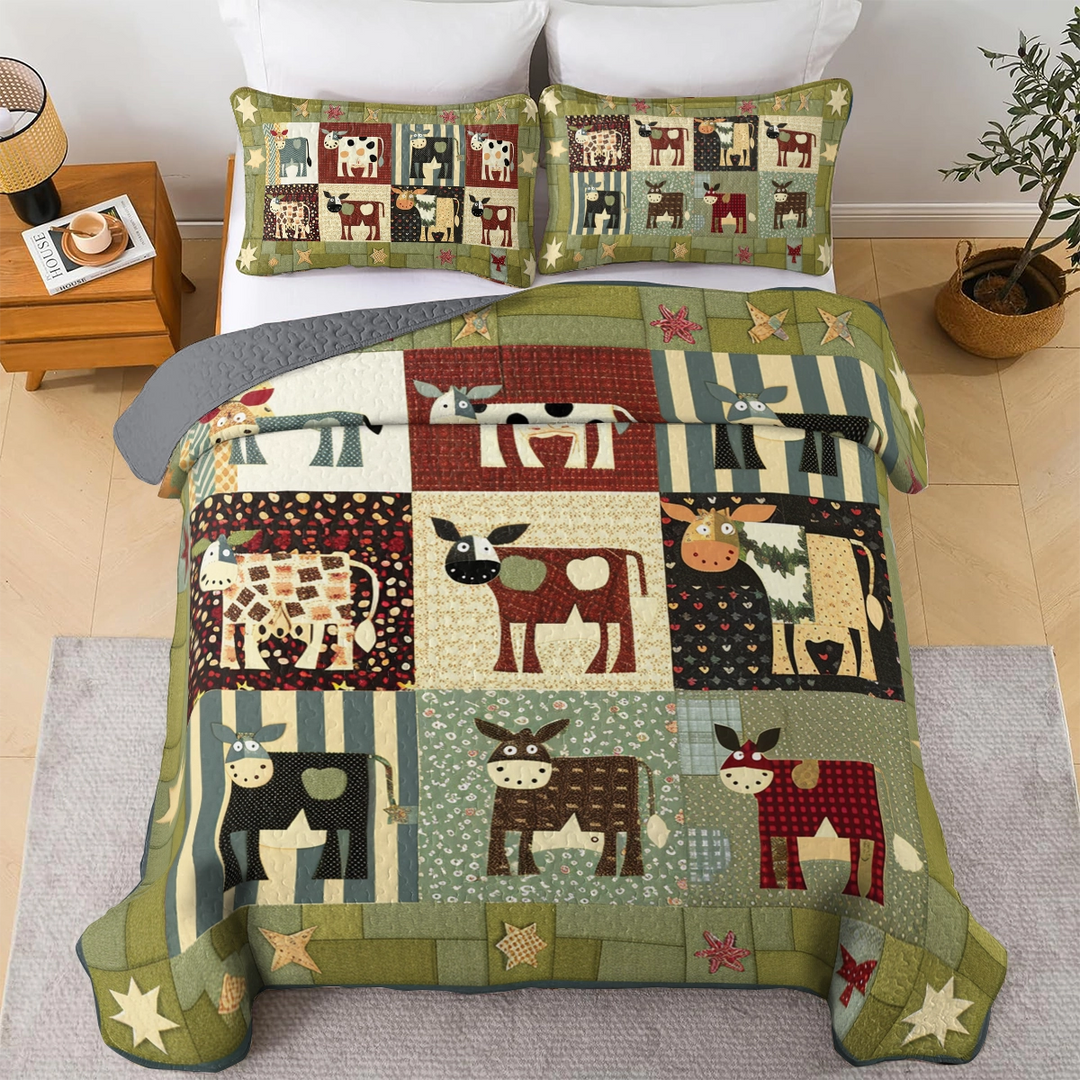 All Season Quilt 3-Piece Set Cow Farm Friends