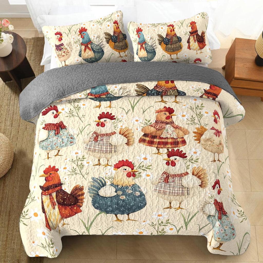 All Season Quilt 3-Piece Set - Cozy Chicken