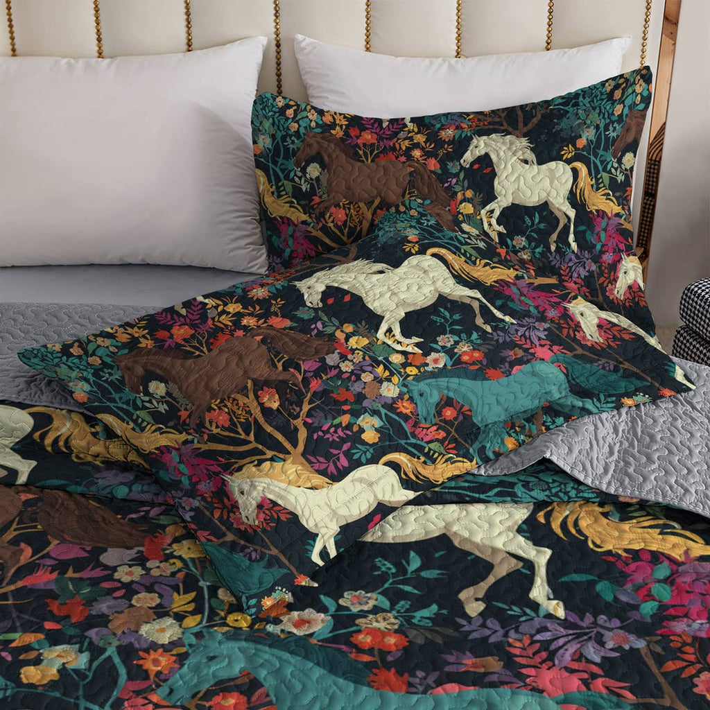 All Season Quilt 3-Piece Set Horse Flower