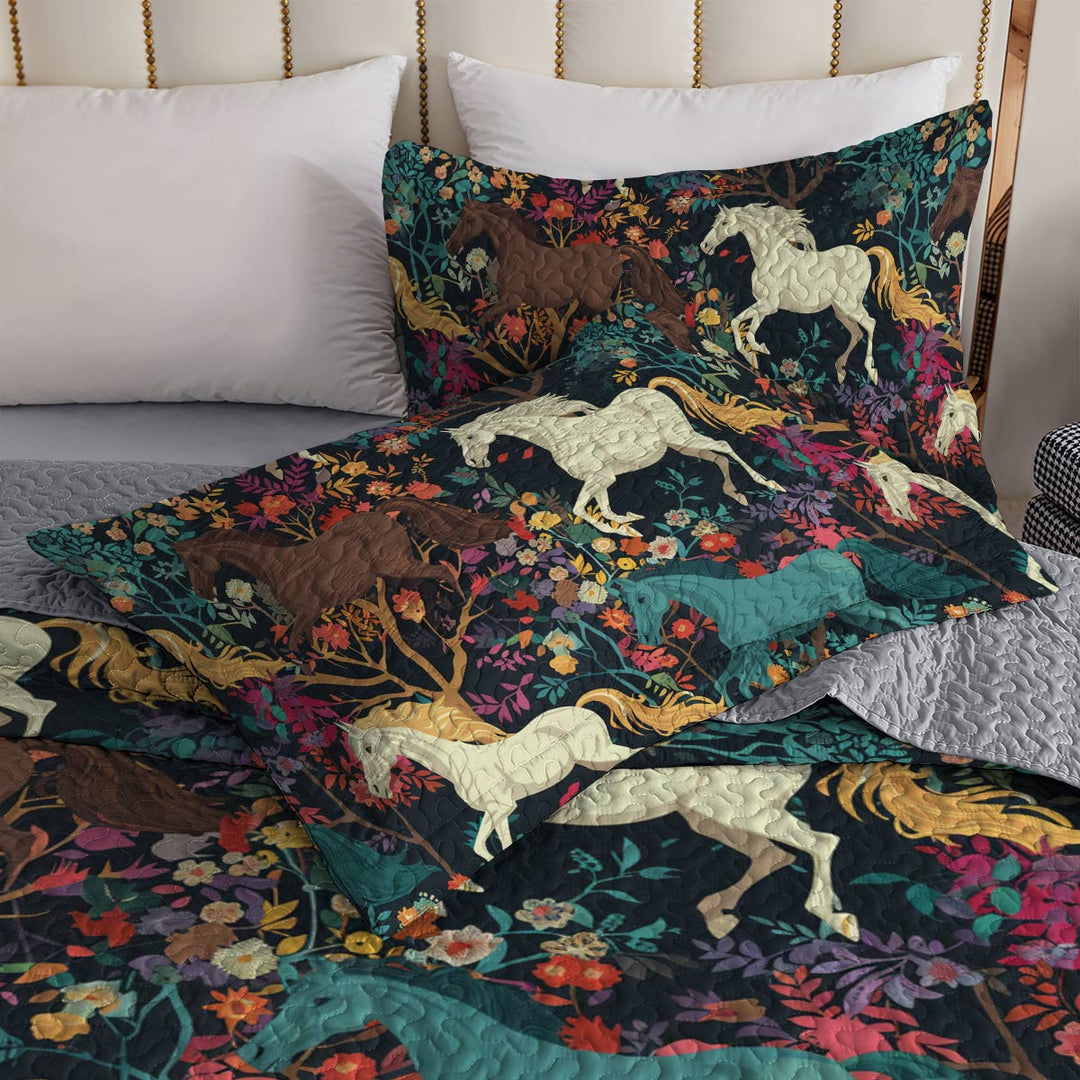 All Season Quilt 3-Piece Set Horse Flower