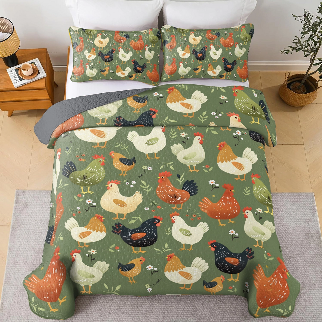 All Season Quilt 3-Piece Set Chicken Cozy Coop Collection