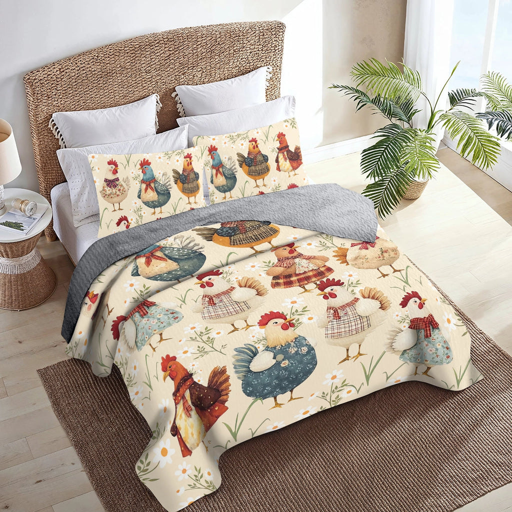 All Season Quilt 3-Piece Set - Cozy Chicken