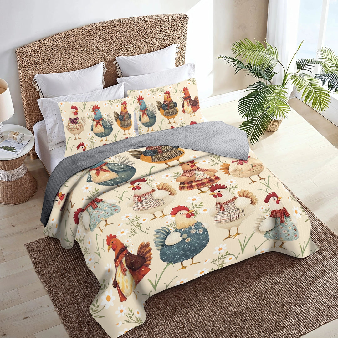 All Season Quilt 3-Piece Set - Cozy Chicken