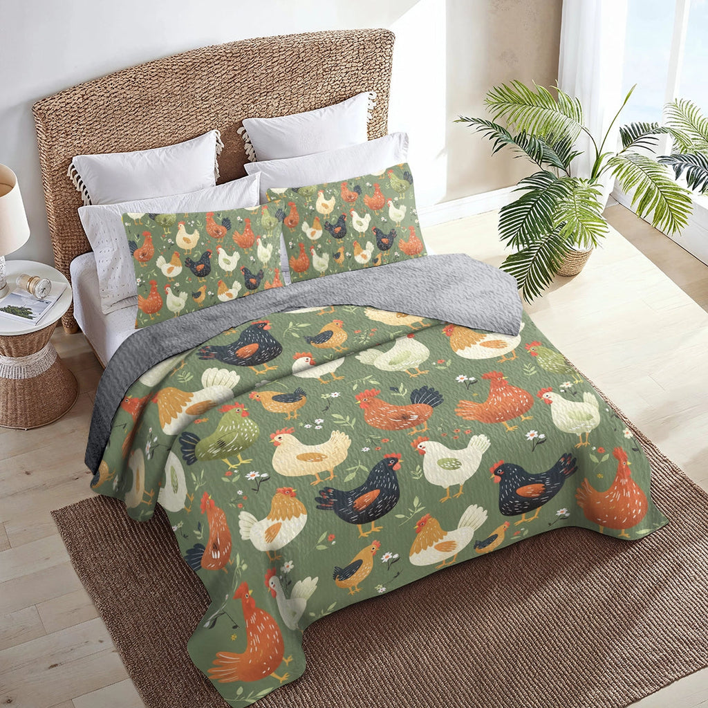 All Season Quilt 3-Piece Set Chicken Cozy Coop Collection