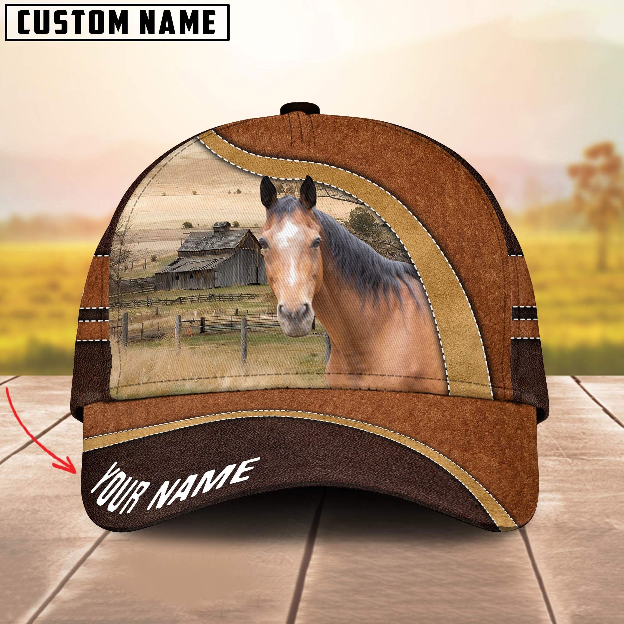 Horse Happy Face Customized Name Cap