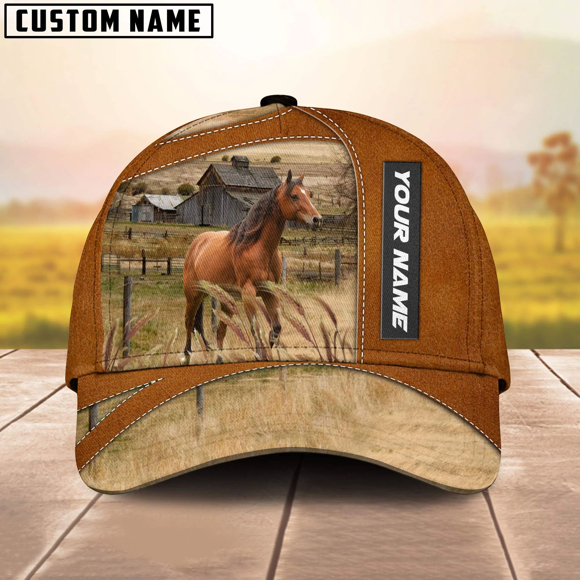 Horse Customized Name Brown Cap