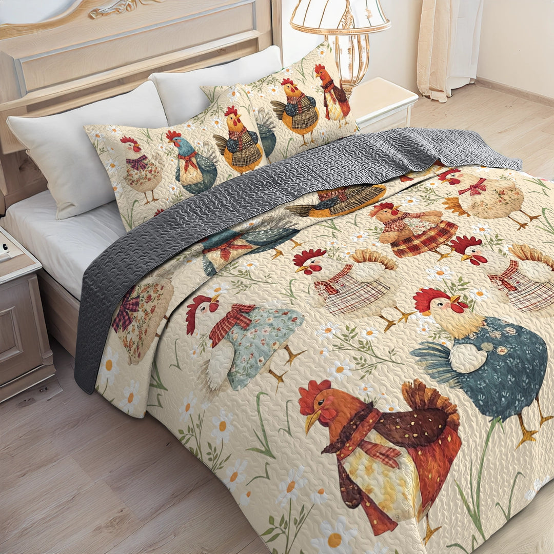 All Season Quilt 3-Piece Set - Cozy Chicken