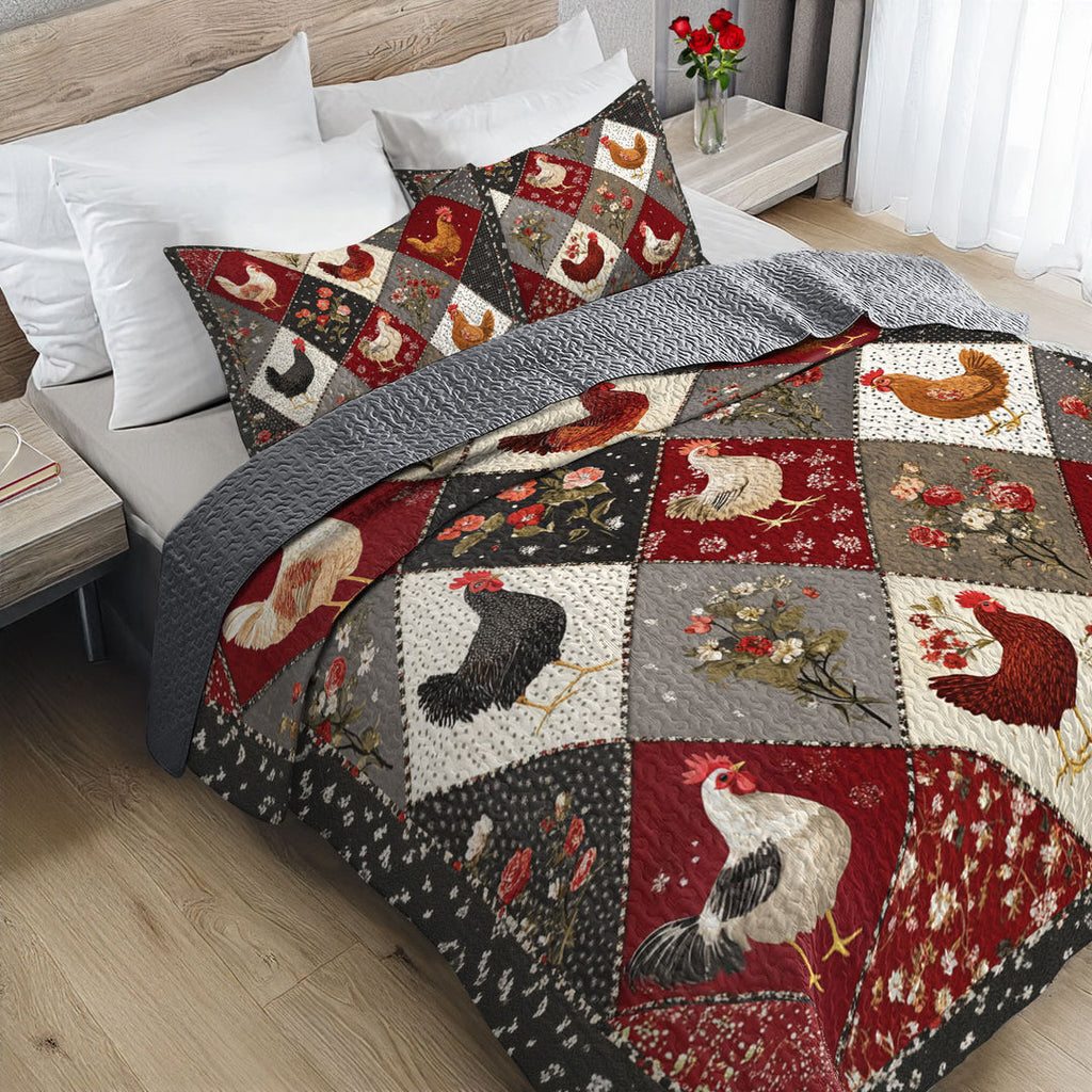 All Season Quilt 3-Piece Set Chicken Beautiful