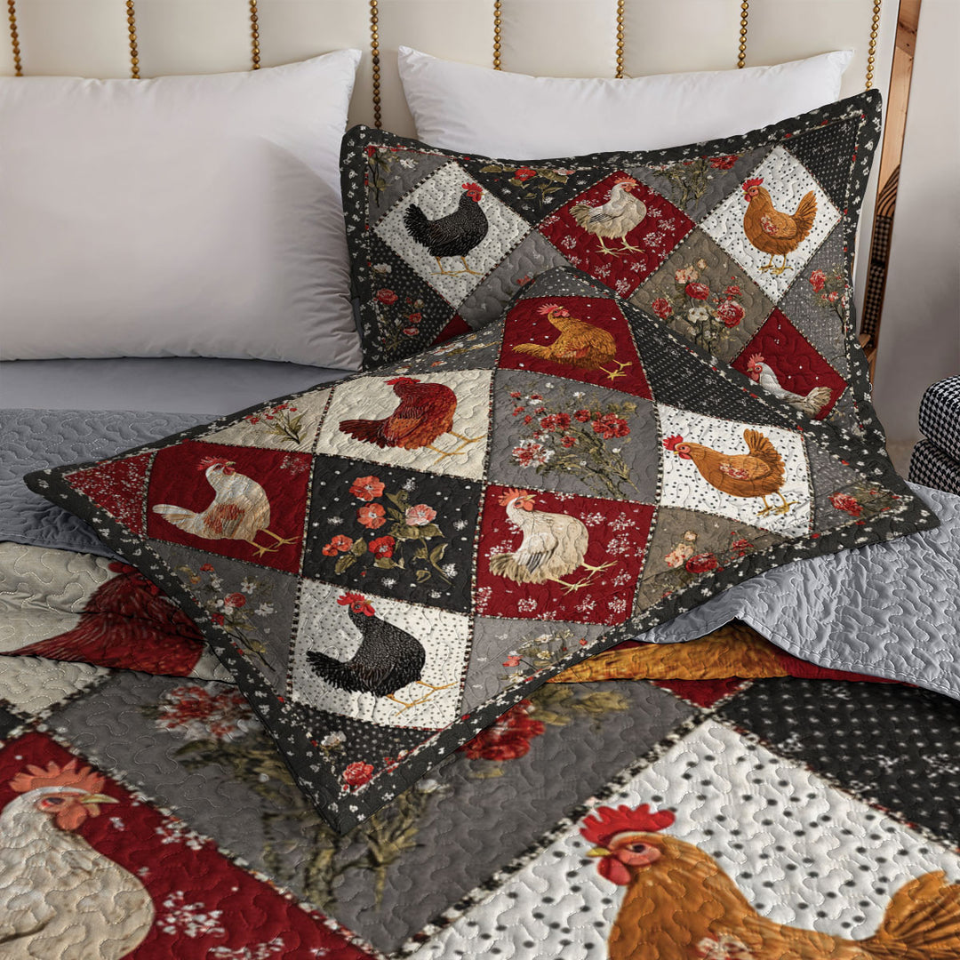 All Season Quilt 3-Piece Set Chicken Beautiful
