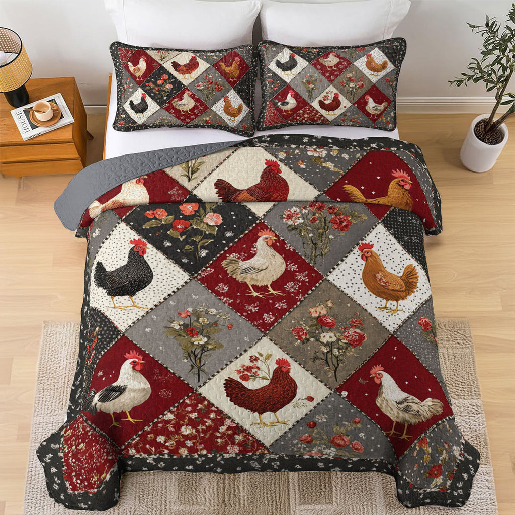 All Season Quilt 3-Piece Set Chicken Beautiful