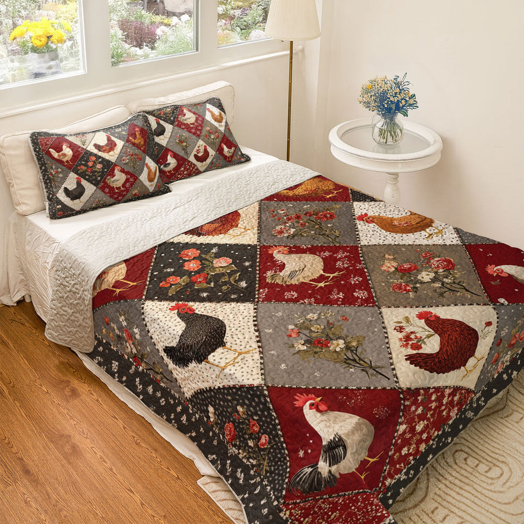 All Season Quilt 3-Piece Set Chicken Beautiful