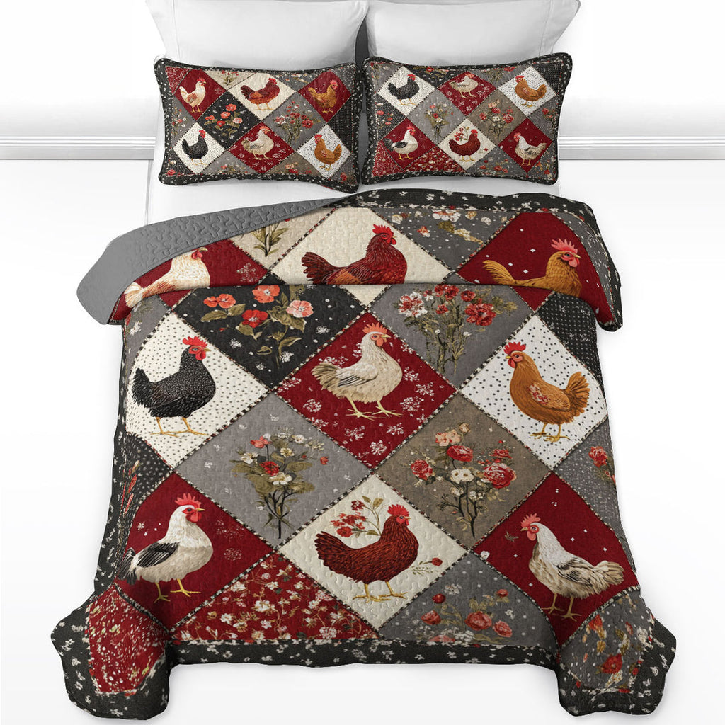 All Season Quilt 3-Piece Set Chicken Beautiful