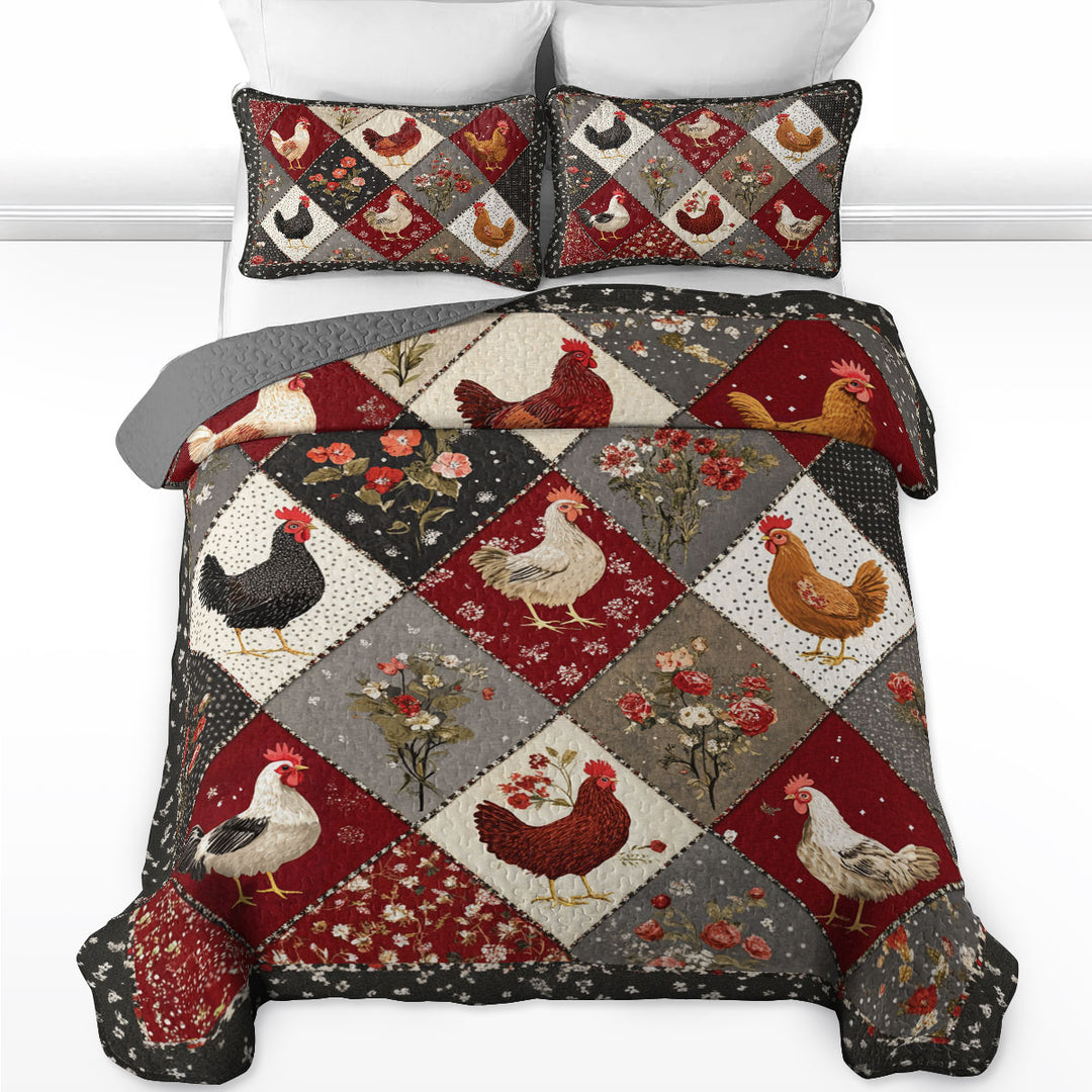 All Season Quilt 3-Piece Set Chicken Beautiful