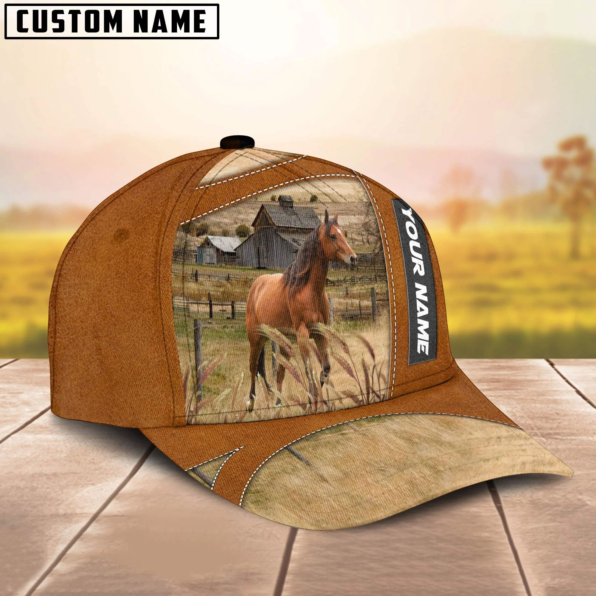 Horse Customized Name Brown Cap