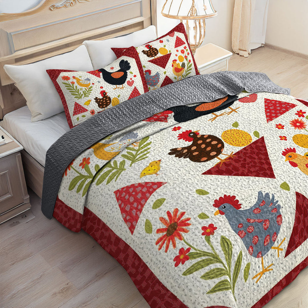 All Season Quilt 3-Piece Set Chicken Mom