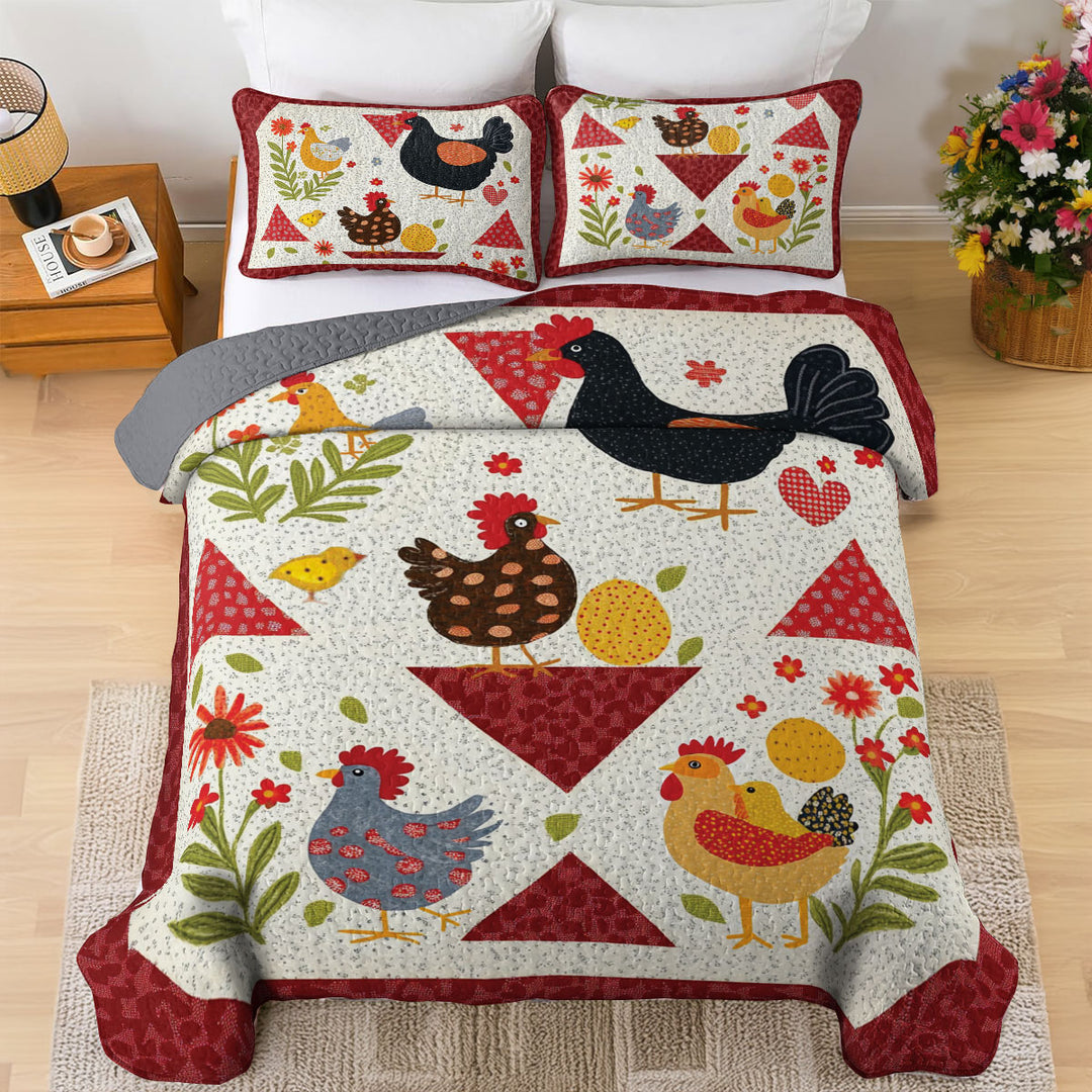 All Season Quilt 3-Piece Set Chicken Mom