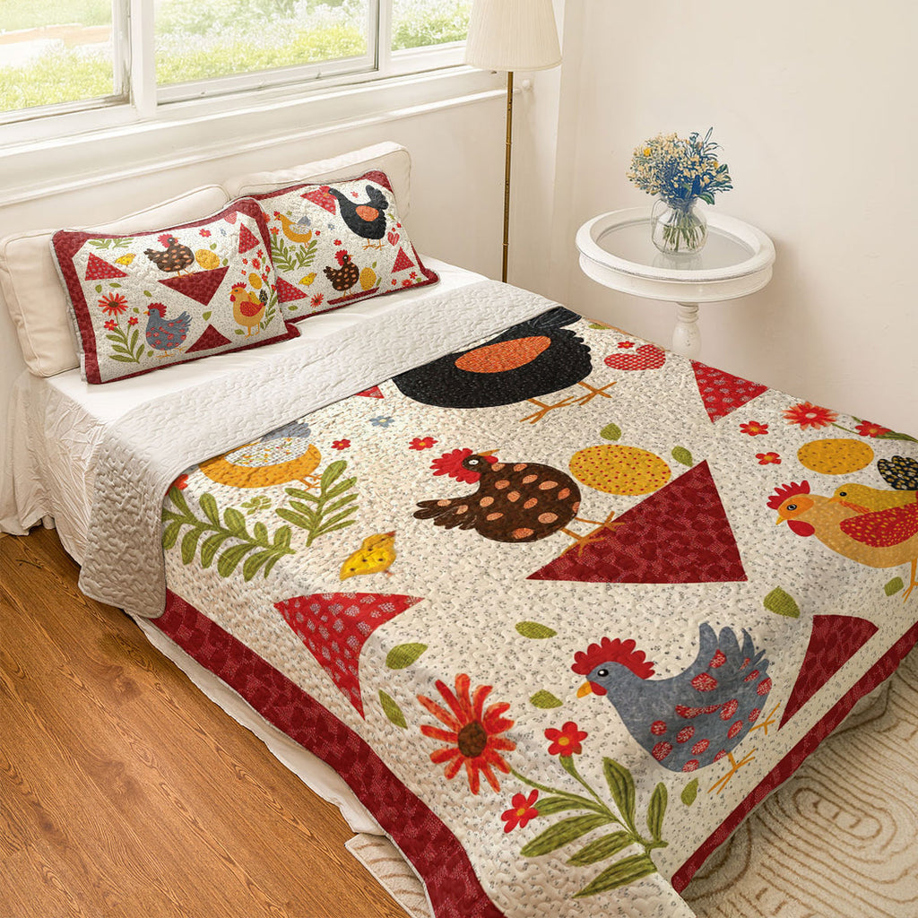 All Season Quilt 3-Piece Set Chicken Mom