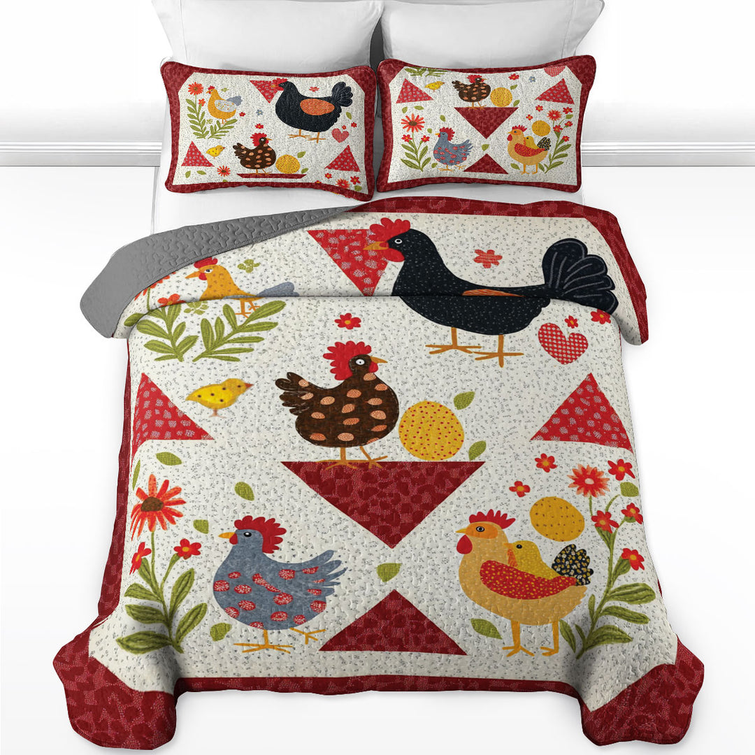 All Season Quilt 3-Piece Set Chicken Mom