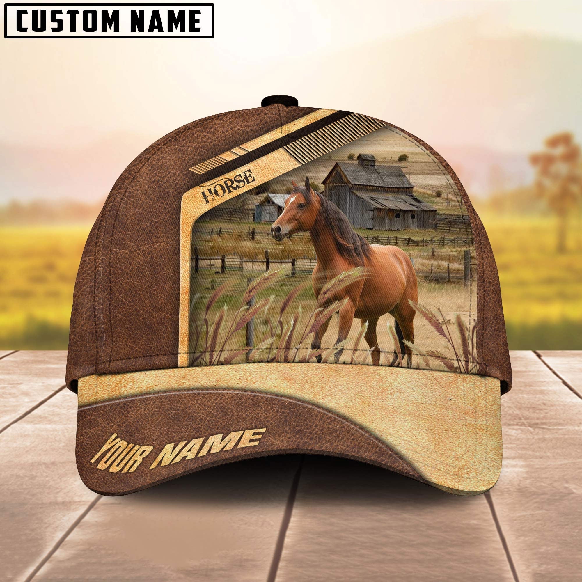 Horse Customized Name Brown Farm Cap