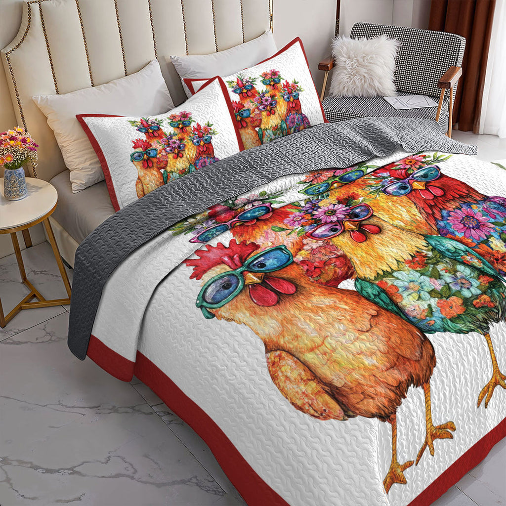 All Season Quilt 3-Piece Set Chicken Gang