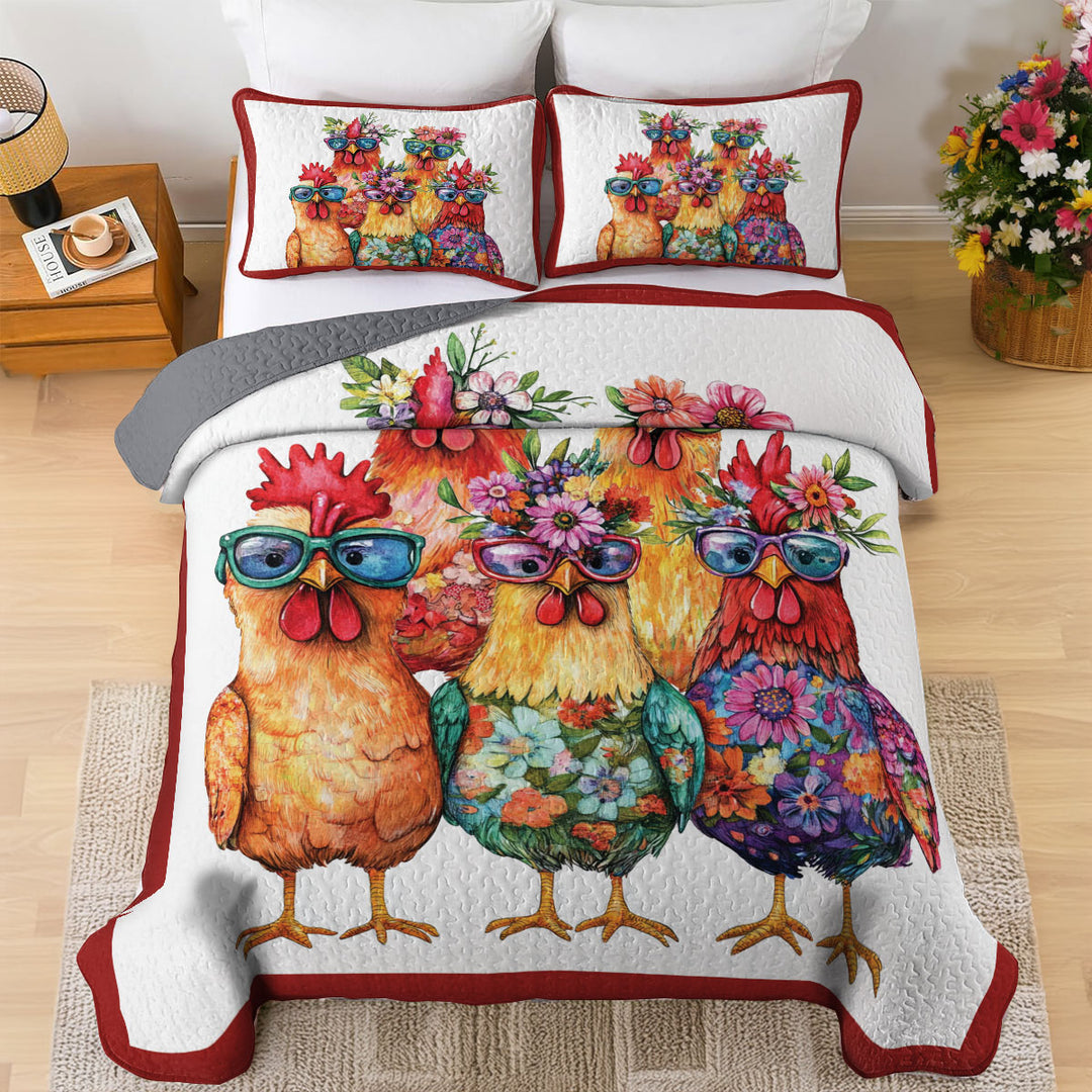All Season Quilt 3-Piece Set Chicken Gang