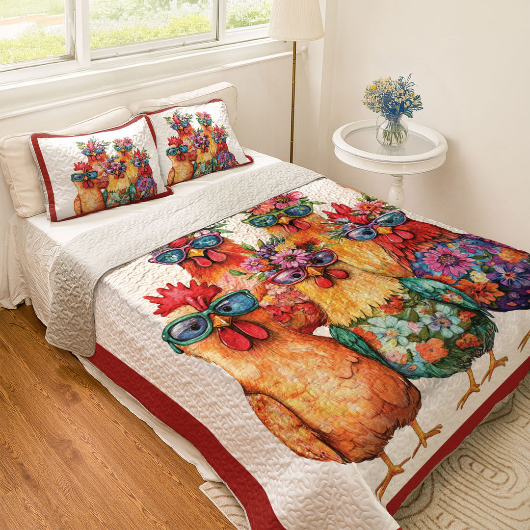 All Season Quilt 3-Piece Set Chicken Gang