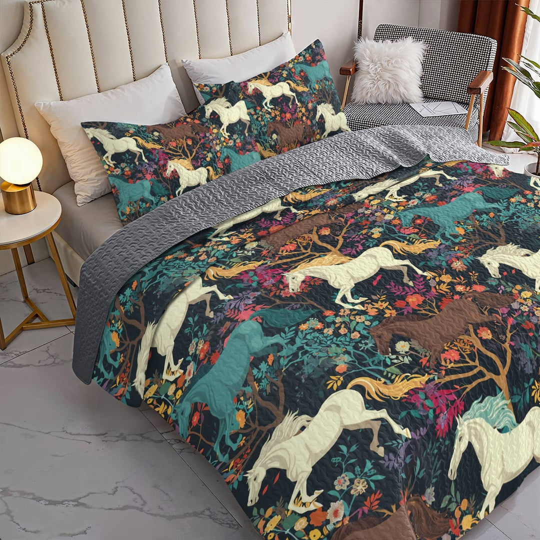 All Season Quilt 3-Piece Set Horse Flower