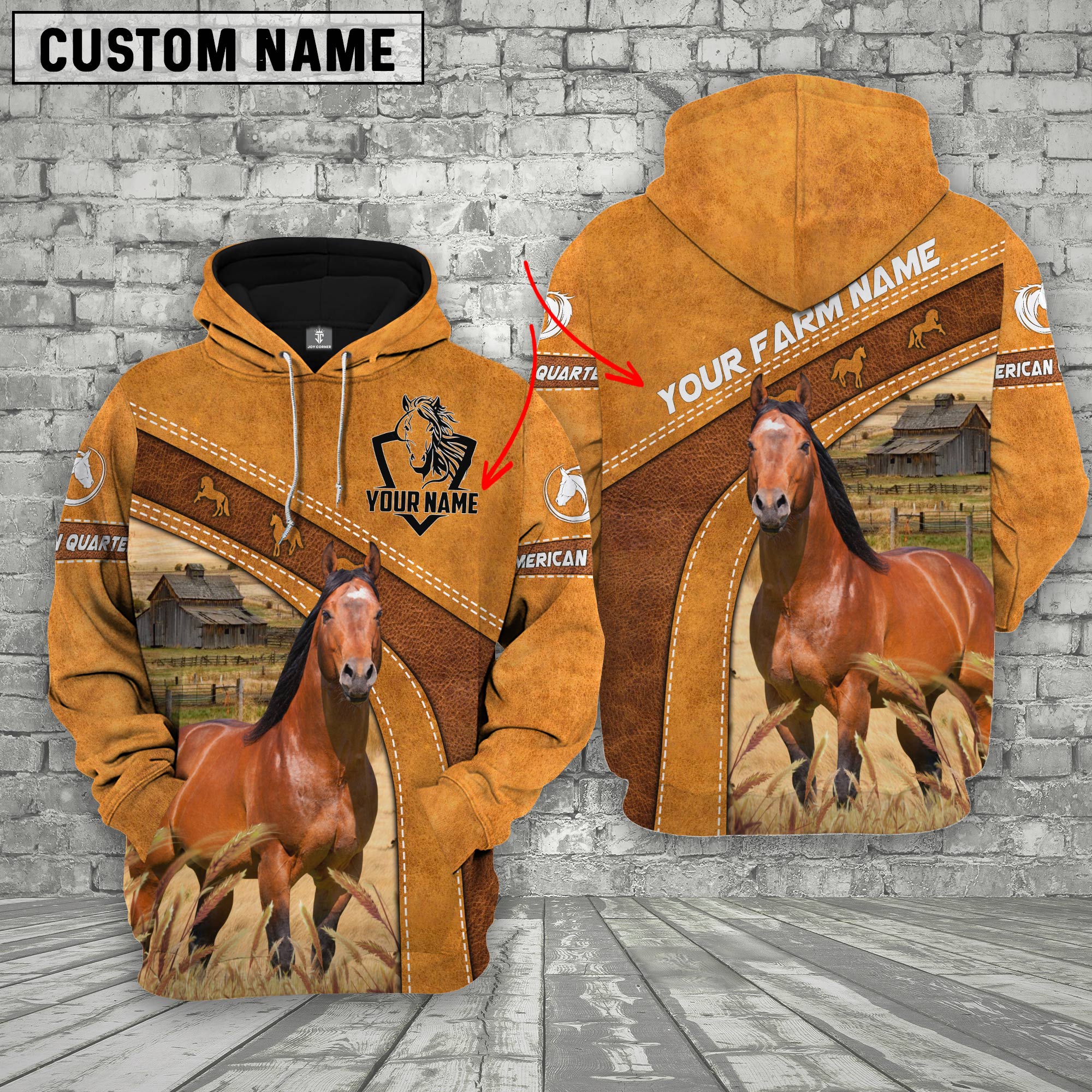 American Quarter Horse Custom Name Race Hoodie
