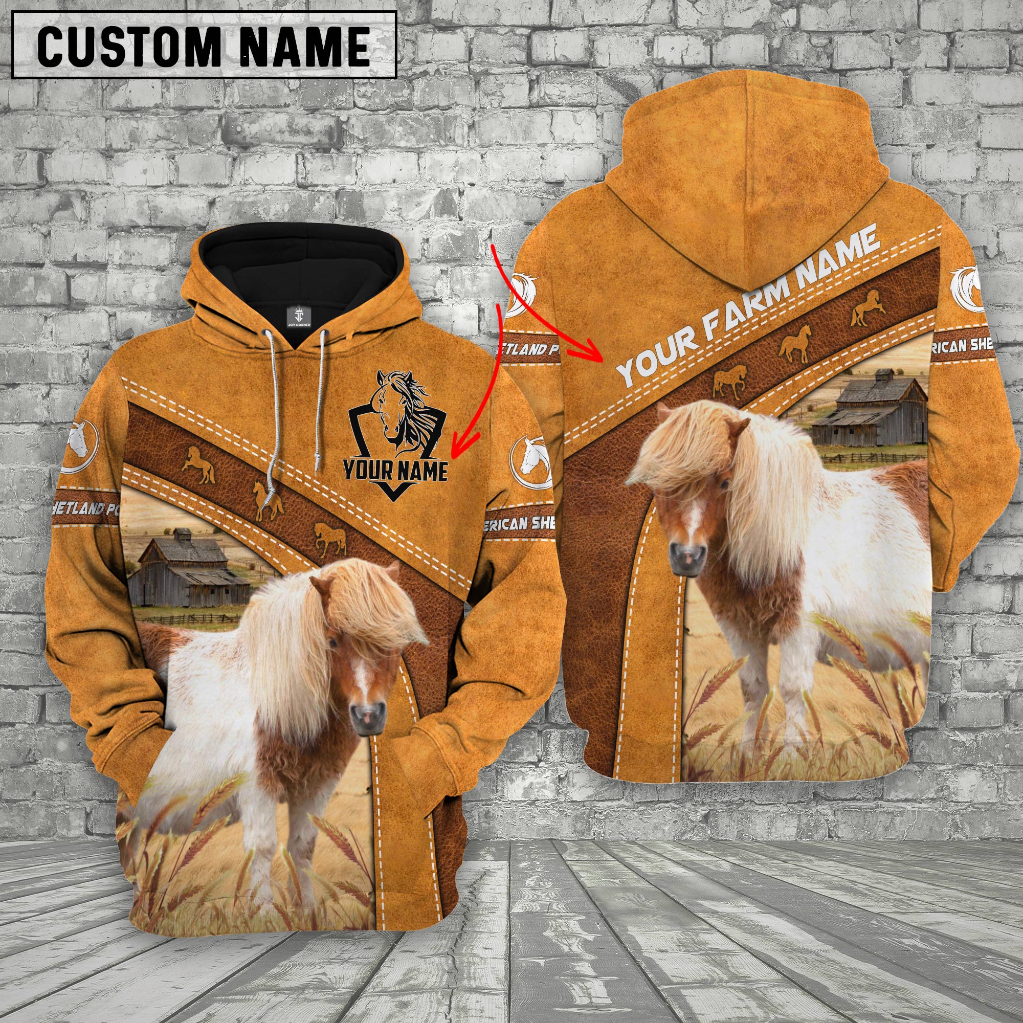 American Shetland Pony Custom Name Race Hoodie