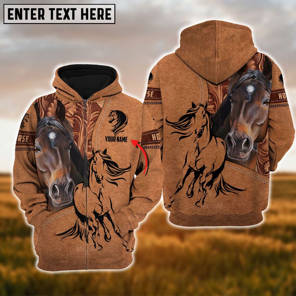 Custom Name Horse Light Brown 3D Printed Hoodie
